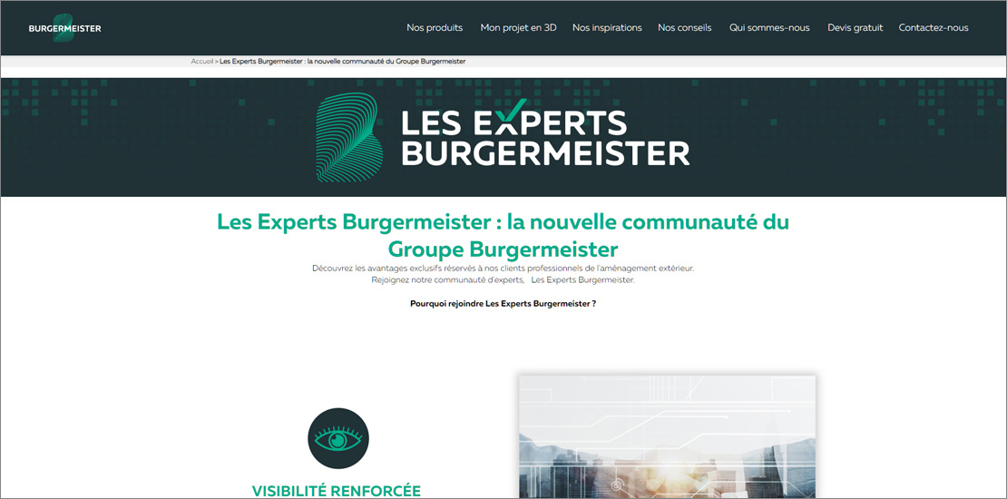 Page du nouveau label des Experts Burgermeister.