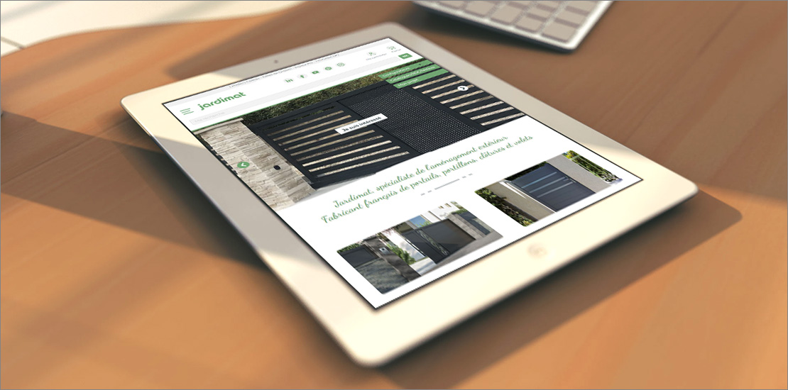 Page d'accueil de Jardimat sur tablette