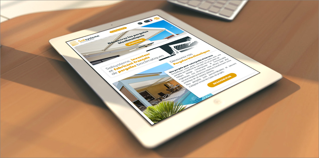 Page d'accueil sur tablette du site Solisysteme