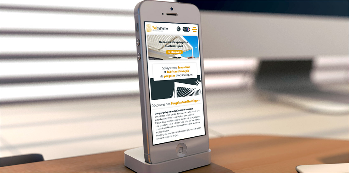 Page d'accueil sur mobile du site Solisysteme