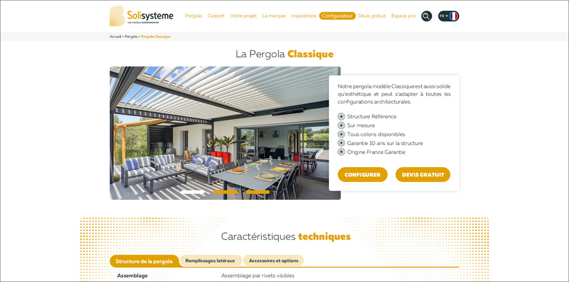 Fiche produit du site Solisysteme